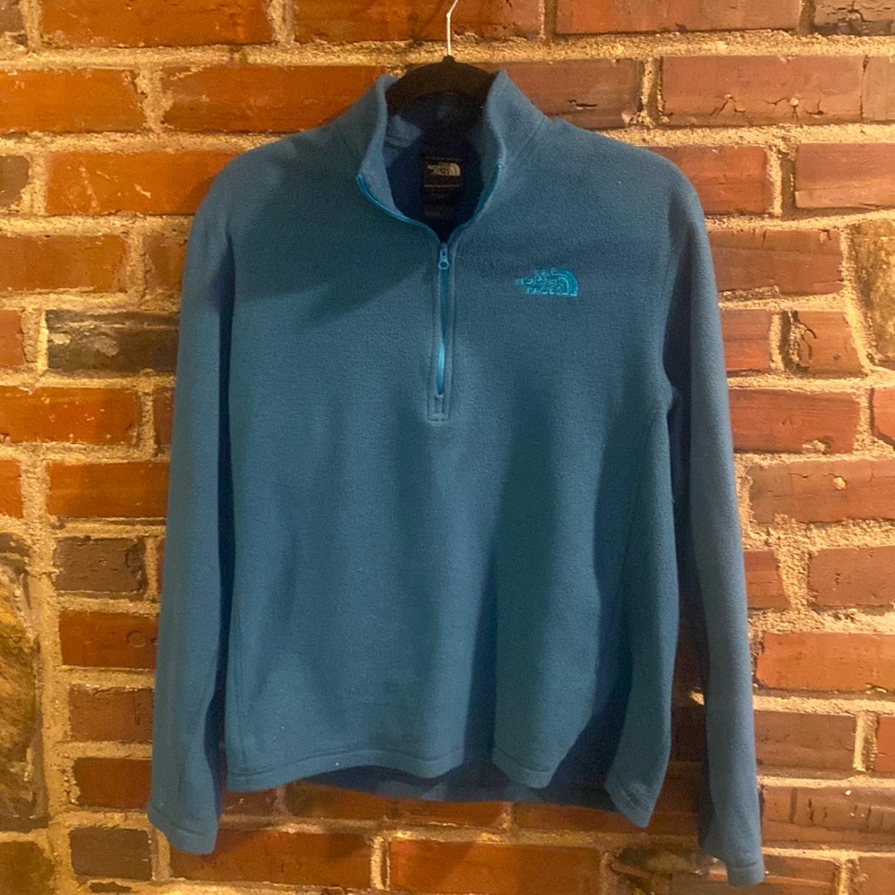 North Face men’s size small 1/4 zip fleece teal color